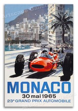 Monaco Auto Race 1965 Vintage Style Grand Prix Racing Car Poster - 16x24