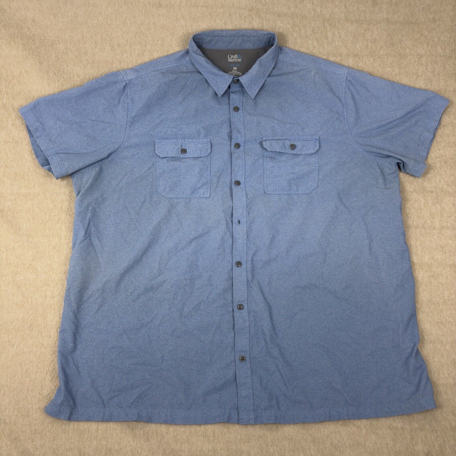 Croft & Barrow Quick Dry Mens 3XB Button Short Sleeve Vented Fishing Shirt *FLAW