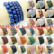 Handmade Natural Gemstone Beads Stretch Charm Bracelet Jewelry 7.5"4,6,8,10,12mm