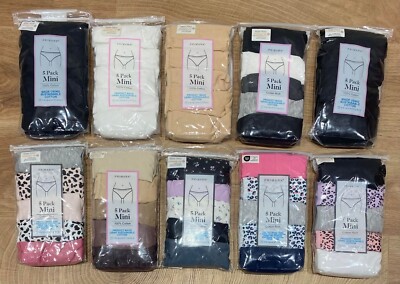 Primark 5 Pack Ladies Women Everyday Mini Briefs Knickers Underwear Cotton XS-XL