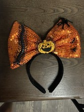 Halloween Bow With Creepy Creatures Orange and Black Girls