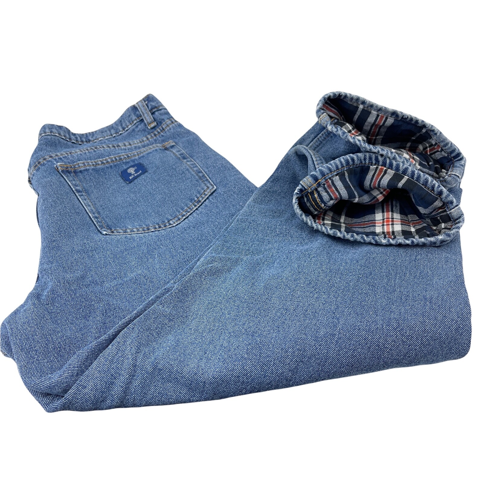 RK Brand Warm Plaid Blanket Lined Jeans Size 40X30 Medium Denim Wash Mens 38X30