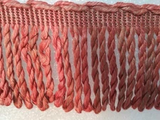 6 yards BULLION FRINGE  4" - MAUVE/TAN-BEIGE - Upholstery Chair Fabric Trim