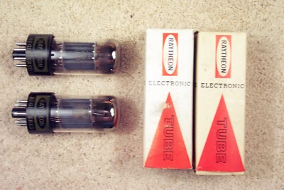 Two, NEW, Raytheon 6SN7GTB, grey, flat plates, matching pair, 6SN7GT eq