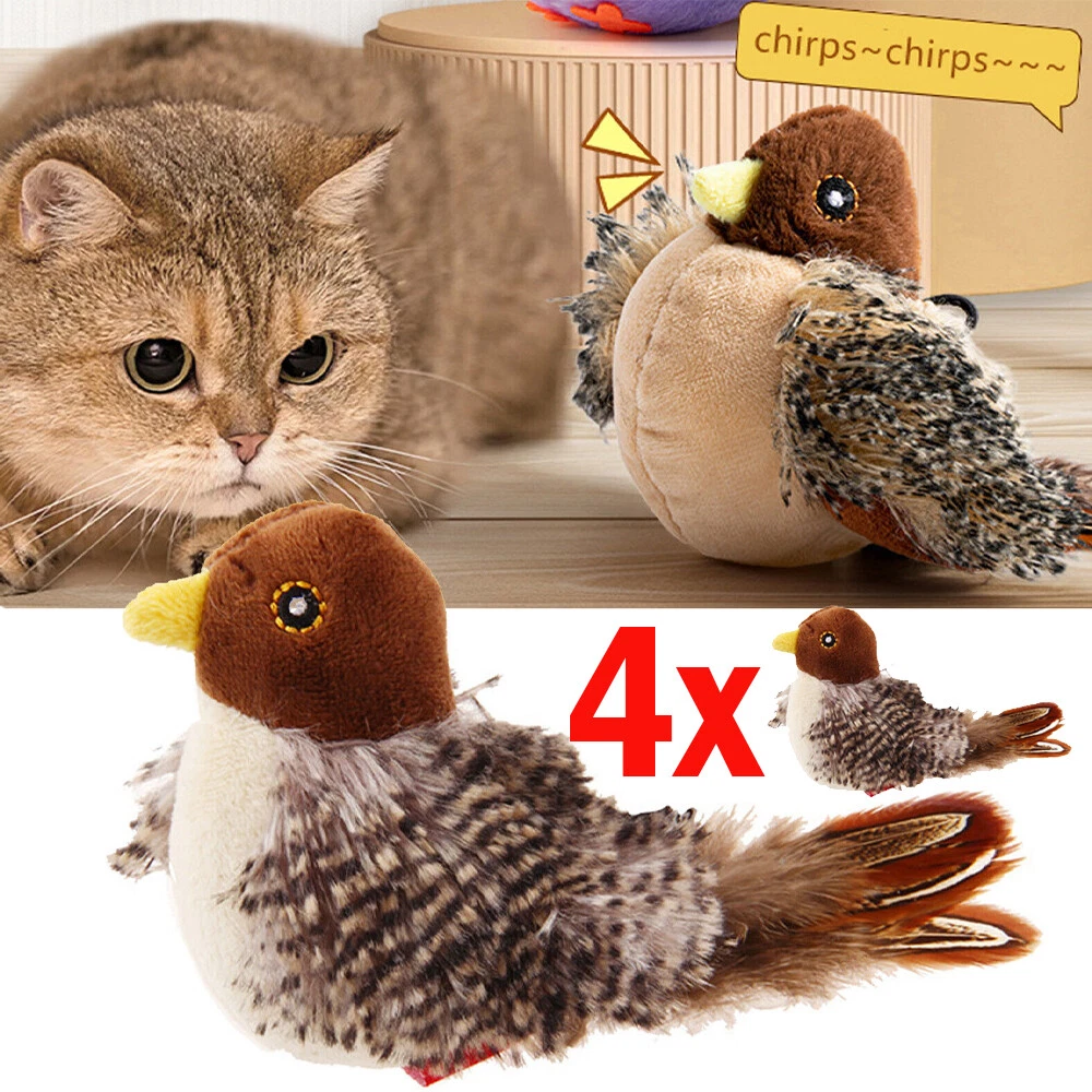4PCS Bird Cat Toy Simulated Chirping Bird Interactive Cat Toy