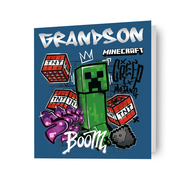 Grandson Birthday Card Minecraft Kids Gamer Birthday Card Includes Envelope