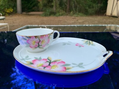 Noritake Azalea #19322 Snack Set 2 PC Plate w/ Indent & Cup #39 Refreshment Set