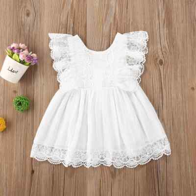 0-5Y Kids Girls White Dress Baby Summer Clothing Lace Ruffle Bow A-line  Dresses | eBay