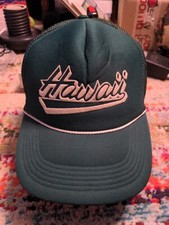 VINTAGE Hawaii Trucker Mesh Hat Adult OSFA Green Hawiian Headwear Mens 90s
