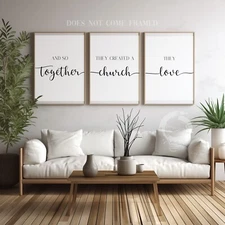 They Created a Church, Set of 3 Poster Prints, Minimalist Art, Home Wall Décor