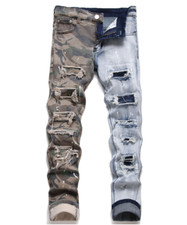 Men Stretch Distressed Denim Slim Fit Casual Skinny Ripped Trousers Jeans Pants