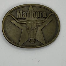 Marlboro 1987 Philip Morris Solid Brass Buckle EUC! FAST SHIPPING!!!!!
