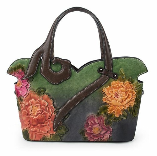 New Women Genuine Cow Leather Messenger Shoulder Bag Handbag Tote Embossed Strap - Picture 13 of 14