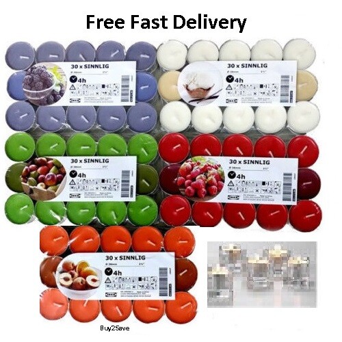 30 x IKEA SINNLIG Scented Fragrance Tea Light Coloured Candles Tealight