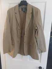 Women's Vintage Orvis Hunting Jacket Size Large Leather Trimmed Sand 100%cotton