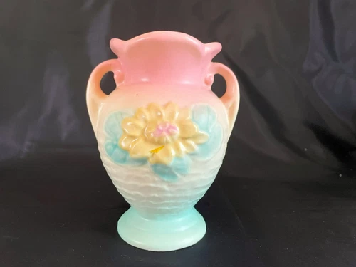 Vintage HULL Art Pottery USA Water Lily L-1 -5 1/2" Double Handle