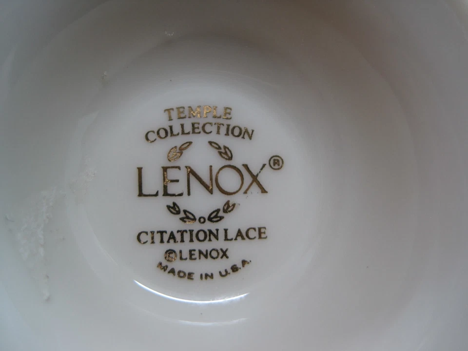 2 Platos de Postre de Ensalada Colección Templo Borde Dorado Encaje Citación Lenox EE. UU. Foto 4 de 4