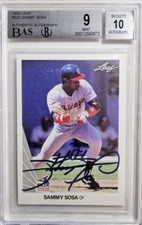 1990 Leaf #220 Sammy Sosa Signed Rookie Card Autograph RC Auto BAS BGS 9/10 Cubs