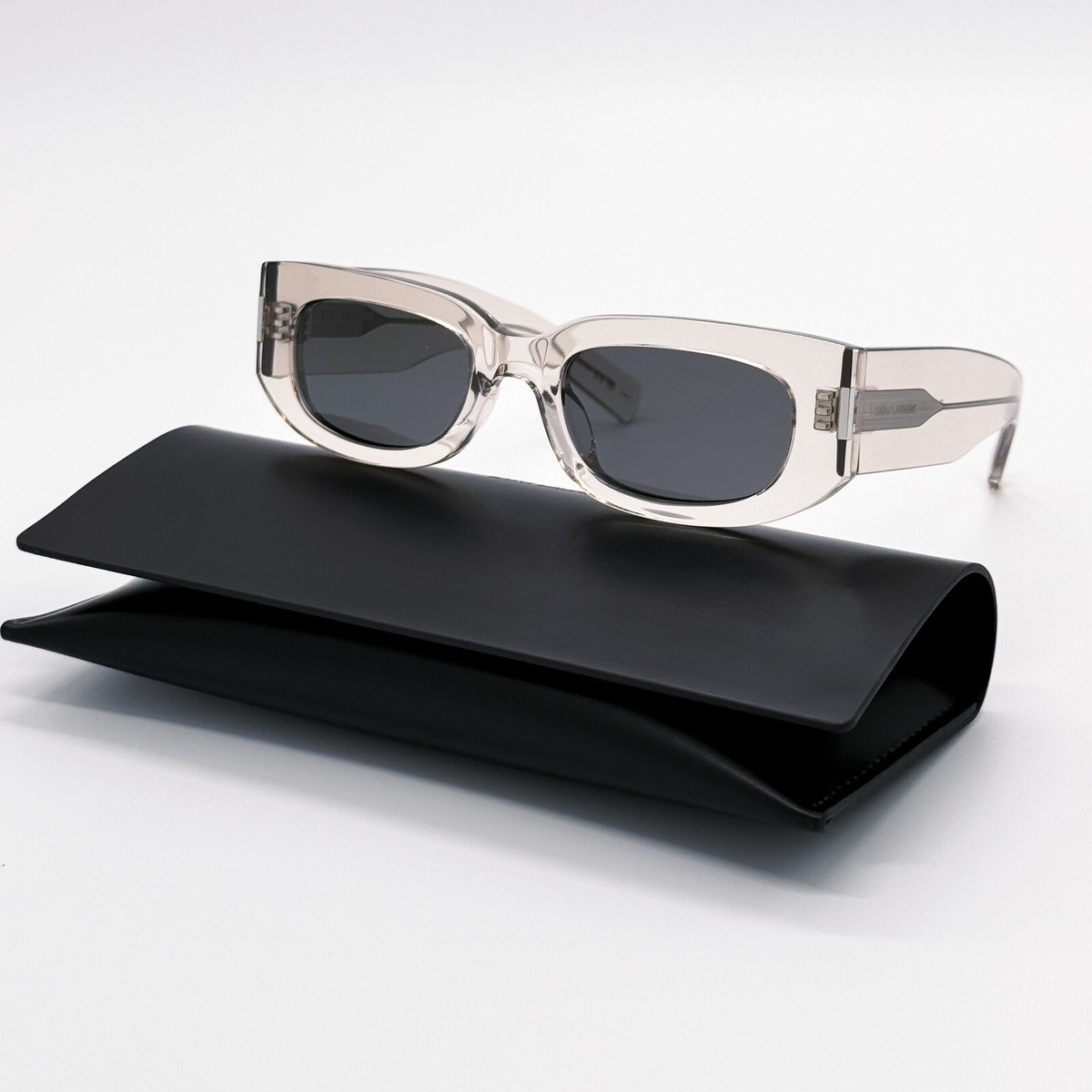 NEW SAINT LAURENT SL697 003 CLEAR GRAY UNISEX SUNGLASSES
