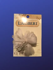 EK SUCCESS LALIBERI Clip/Pin for Hair/Shoes/Purse/Lapel/Hat, PEARL/FEATHER, NWT
