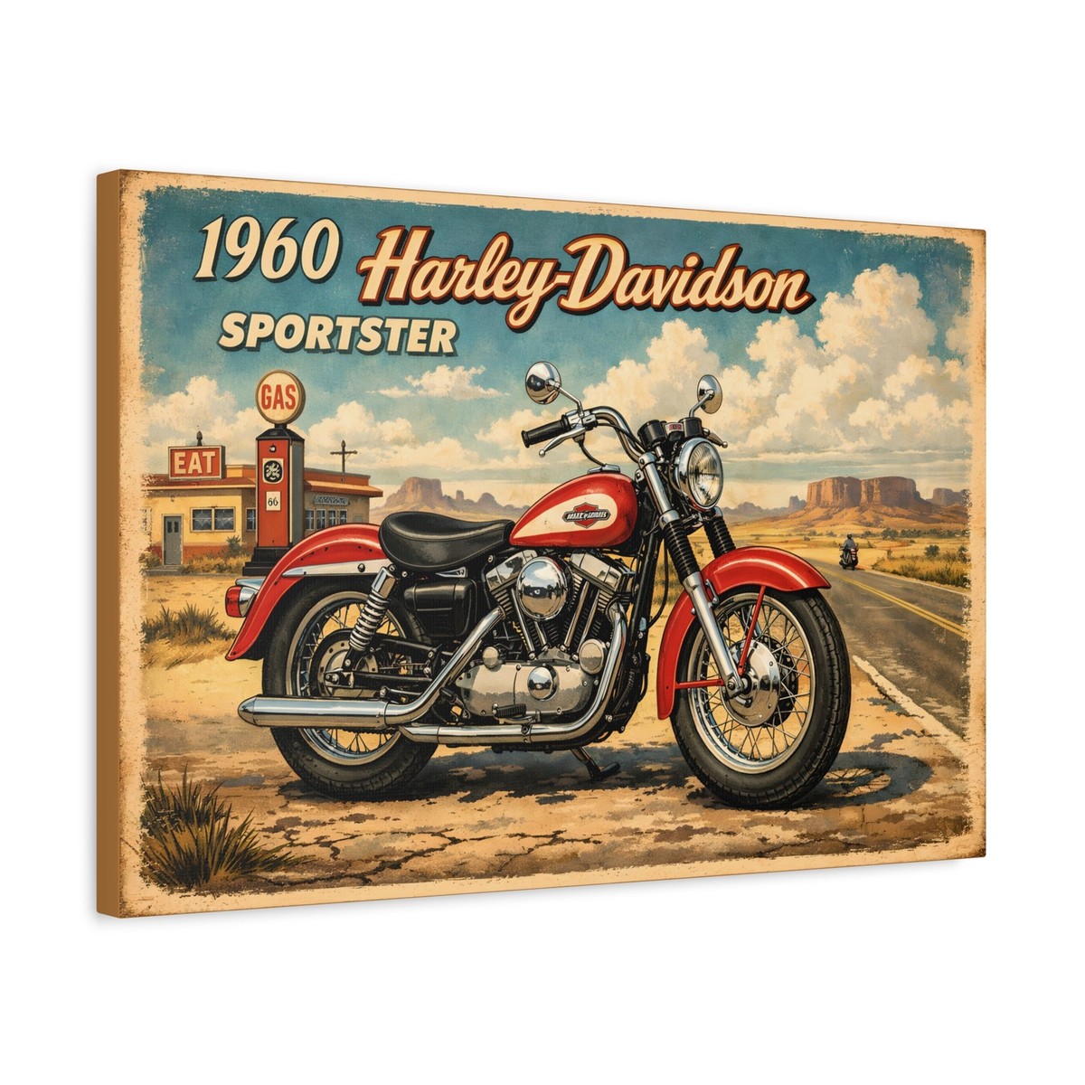 1960 Harley-Davidson Sportster Canvas Wall Art | Wood Frame