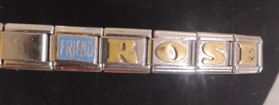 Brazalete elástico vintage JHD Essenza acero inoxidable esmalte oro 18k con dije deslizable Foto 3 de 4