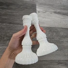 Set of Two Vintage 1960s Milk Glass Candle Holders