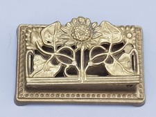 MESSING alte BRIEFMARKEN SCHATULLE fleural ca.9x5,6x3,5cm hoch gut
