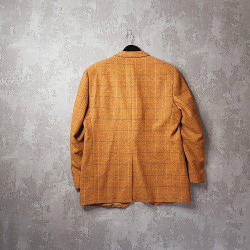 Carl Gross Blazer Men's 44R Rust Wool Check Notch Lapel Single-Breasted Jacket - Picture 3 of 15