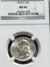 1943 S ** Washington Silver Quarter ** NGC MS66 **