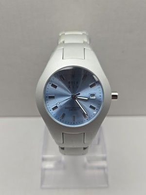 Osco ALU Quartz Watch Womens Blue Dial Date 50M165FT Water Resistant New Battery