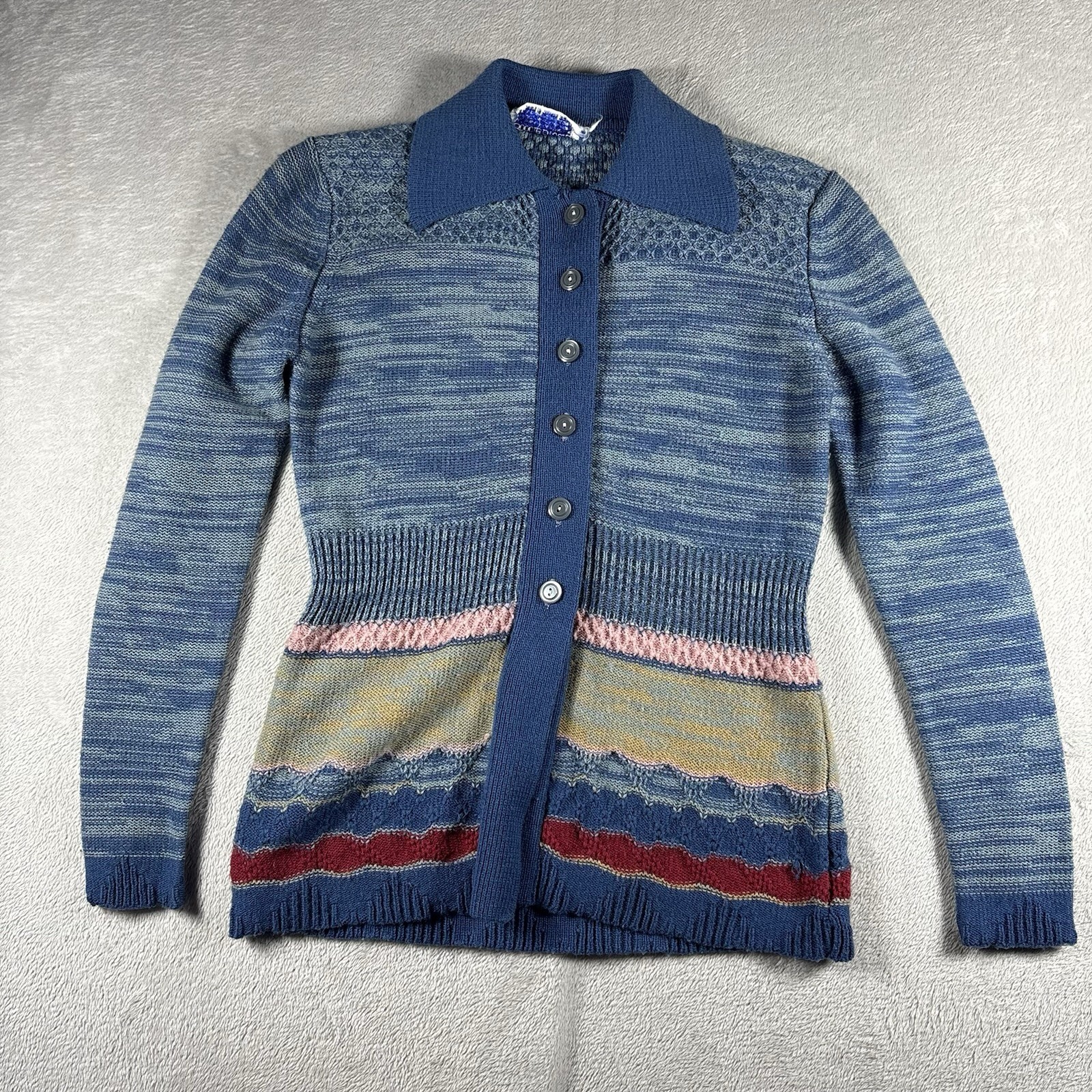 Vintage 70s Bobbie Brooks House 2 Piece Women’s S Blue Sweater #1379