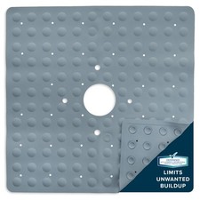Gray Safety Shower Mat: In-Tub Mildew Resistant Suction Cup Rubber Shower Mat