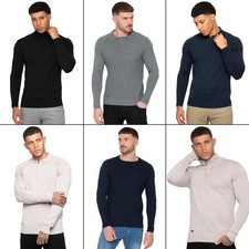 Enzo Mens Plain Sweatshirt Jumper Pullover Lightweight Casual Cotton Knit Tops