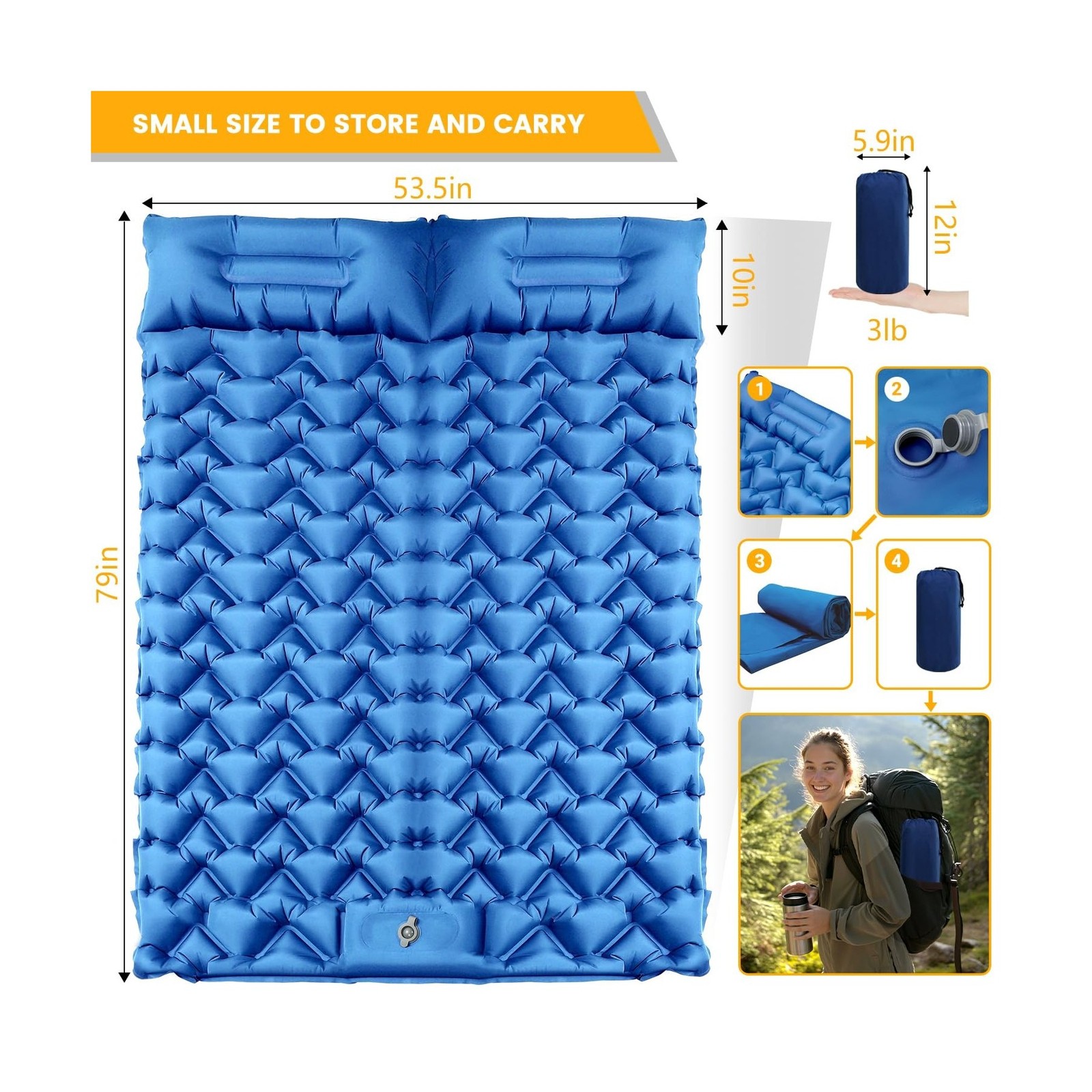 Sleeping Pad for Camping 2 Person, Double Camping Pad with Built-in... Fast Ship
