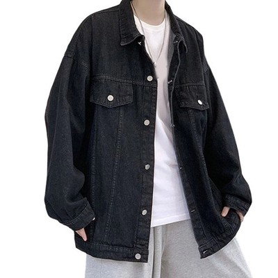 Herren Jeansjacke Vintage Jeansmantel Büro Freizeit Umlegekragen Loose Fit