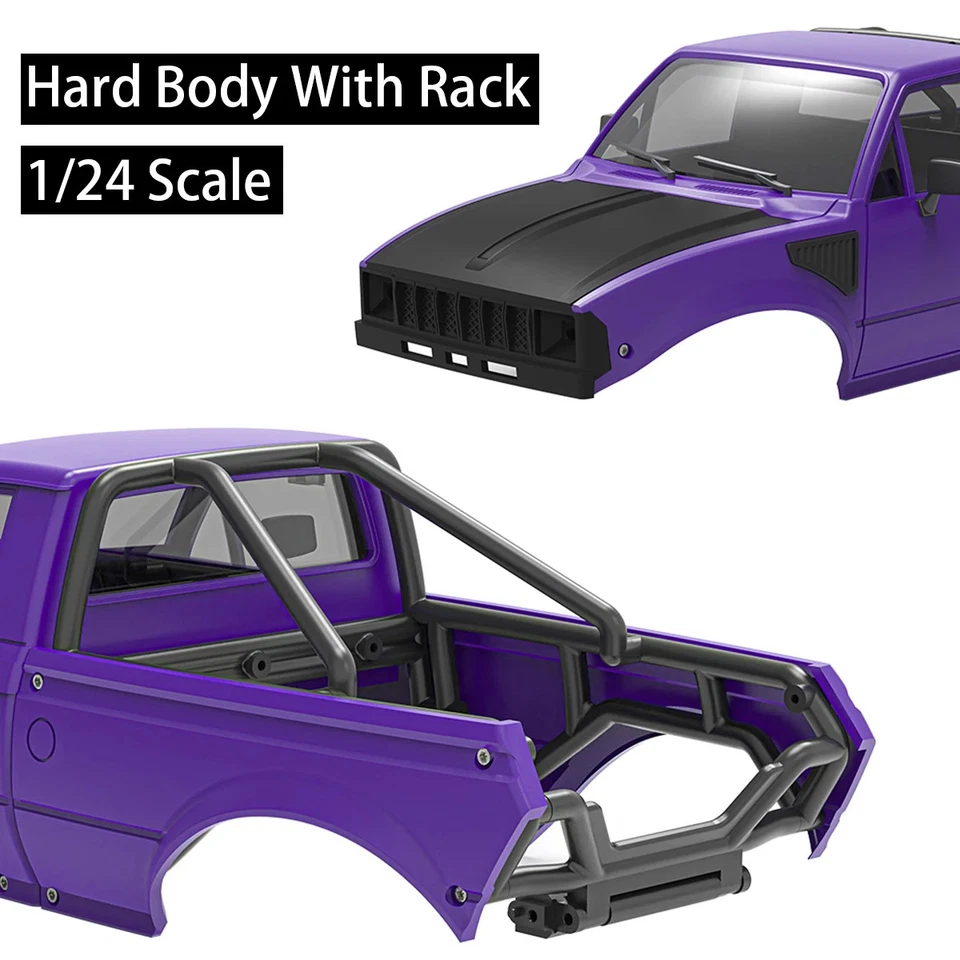 Pickup Hard Body Shell with Bed Rack for 1/24 RC Crawler Car Axial SCX24 Upgrade - Image 4 of 4