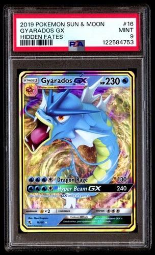 PSA 9 Gyarados GX 16 Pokemon Sun & Moon Hidden Fates 2019