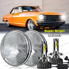 Pair 7round Led Headlights Hilo Beam Sealed For Chevrolet Chevy Nova 1963-1978