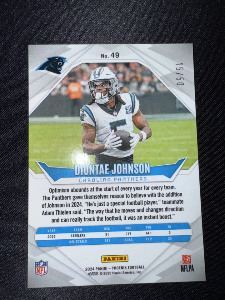 2024 Panini Phoenix - Diontae Johnson Purple /50 No.49 - Image 2 of 2