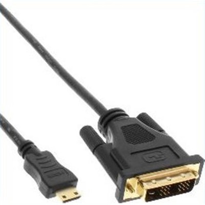 InLine  Mini-HDMI zu DVI Kabel, HDMI Stecker C zu DVI 18+1, verg. Kontakte, 0,5m