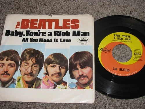 BEATLES 45  WITH SLEEVE -BABY YOU'RE A RICH MAN / ALL YOU NEED IS LOVE - CAPITOL