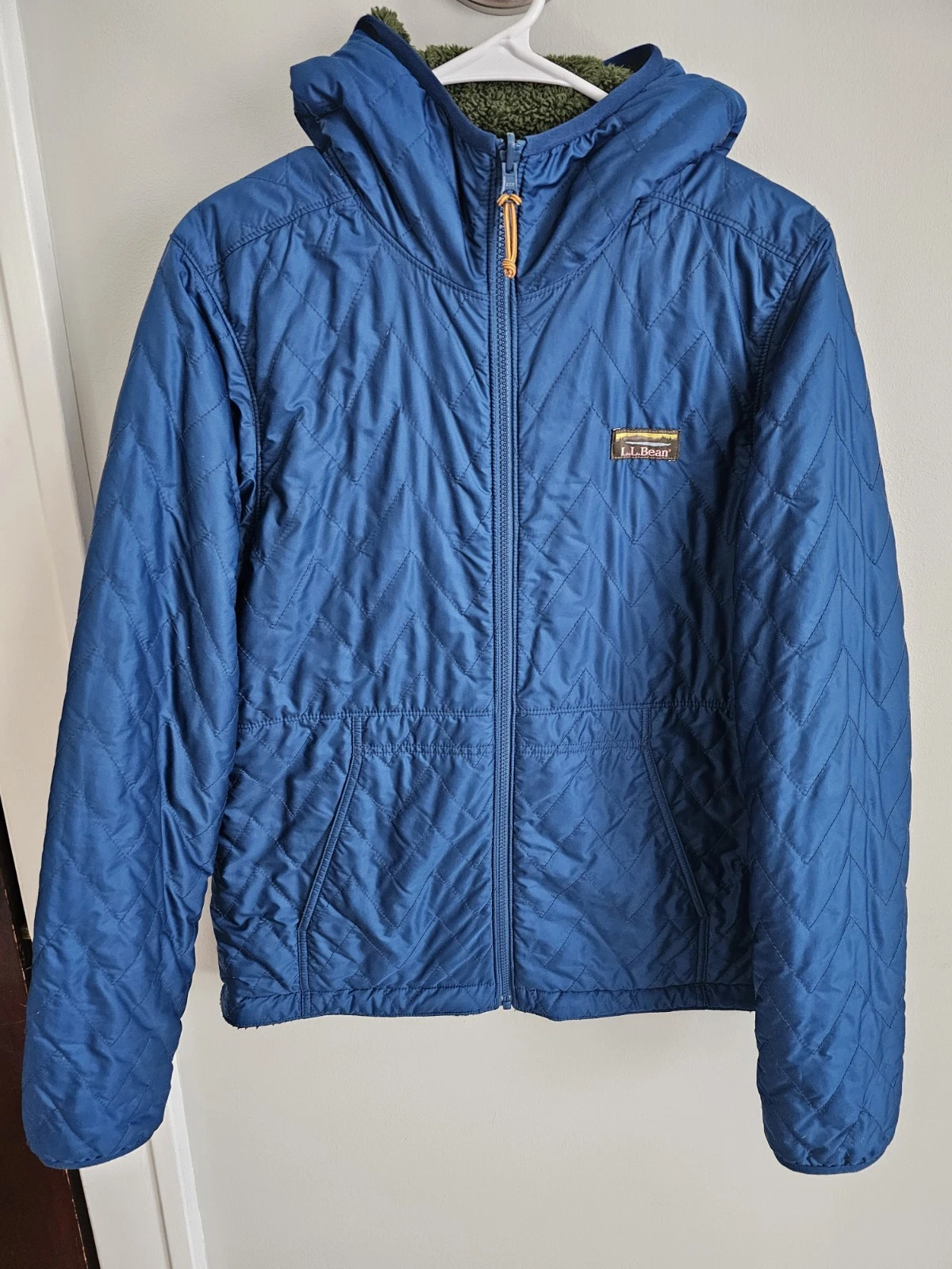Good Condition Unisex LL Bean Reversible Primaloft Full Zip Hooded Jacket Size S