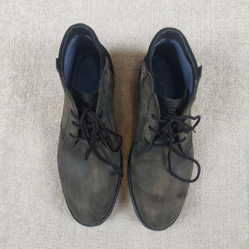 Mark Nason Loretto Zapato Hombres 9.5 Negro Gamuza Cuero Tobillo Chukka Diseñador Botas  Foto 2 de 4