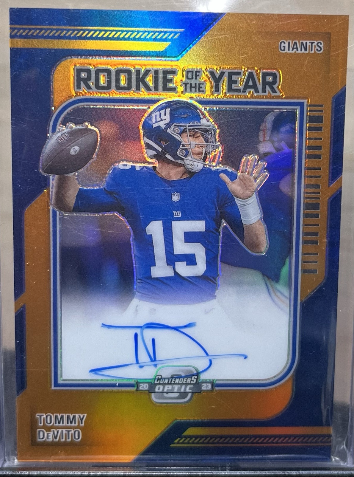 TOMMY DEVITO 2023 CONTENDERS OPTIC ROOKIE OF THE YEAR ORANGE RC AUTO /50
