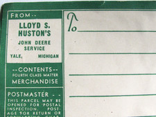 VTG JOHN DEERE DEALERSHIP LABEL LLOYD S HUSTON YALE MICHIGAN - STUCK TOGETHER