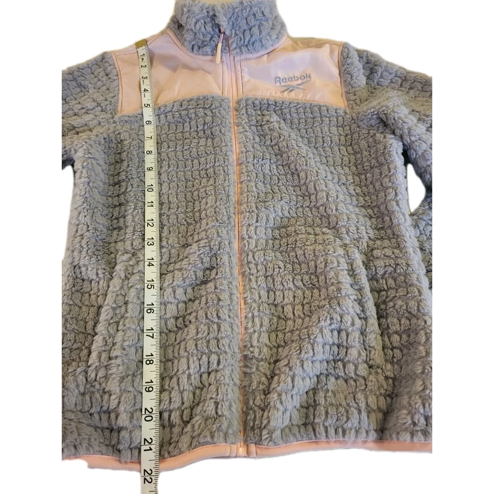 Reebok Jacket Girl's 10/12 Gray/Pink Polyester Lined Faux Fur Zip-up Pockets  - Image 4 of 4