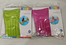 2 Intex Pool Floating Mat Pink/Green Transparent Raft W/Headrest 72X 27 NEW