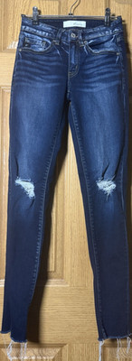 KanCan Women s Skinny Dark Wash Blue Denim Jeans Distressed 5-Pocket Size 23