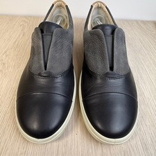 ECCO Soft 7 Womens Black Grey Leather Slip On...